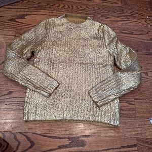 Gold-Tone Mix Wool Sweater, XS, NWOT